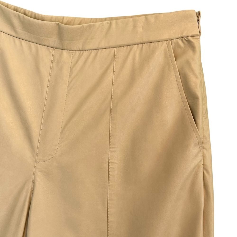 Tyler Boe Peyton Pleather Pants Wide‎ Leg Crop Faux Leather Womens 10 Tan - Picture 5 of 15